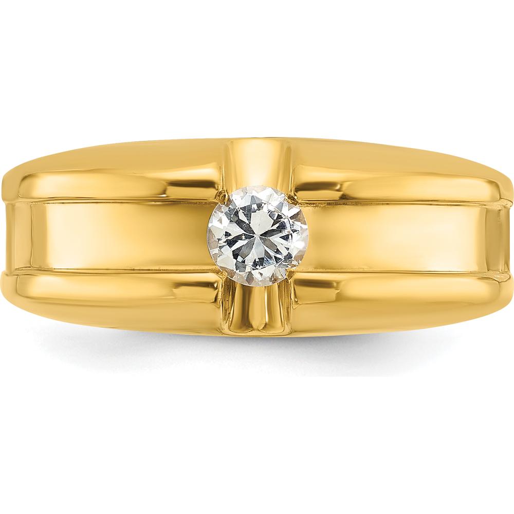 14K Yellow Gold Men's 1/3 Carat Round Diamond Ring - G-H-I Color, I1 Clarity by IBGoodman