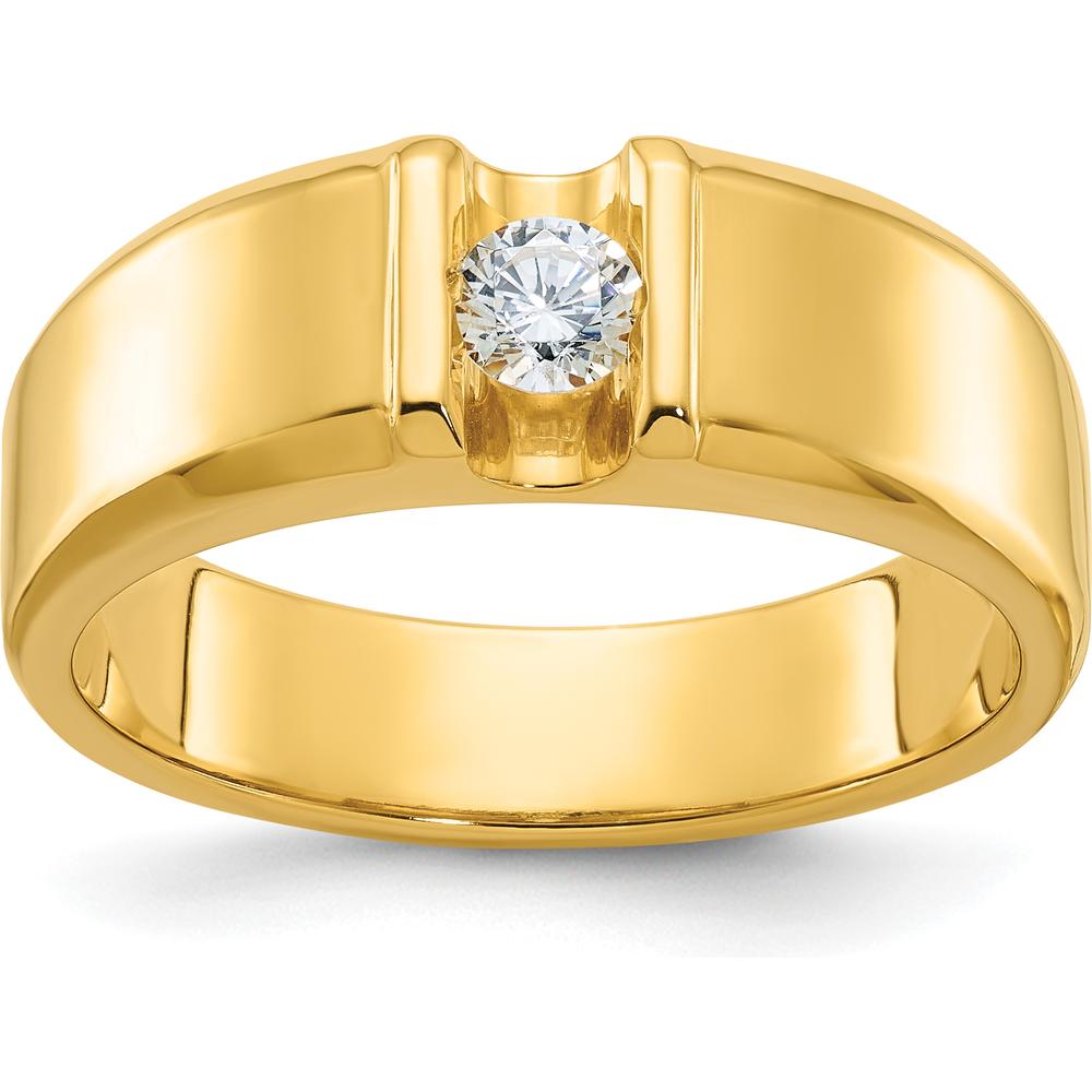 14K Yellow Gold Men's 1/4 Carat Round Diamond Bezel Ring by IBGoodman