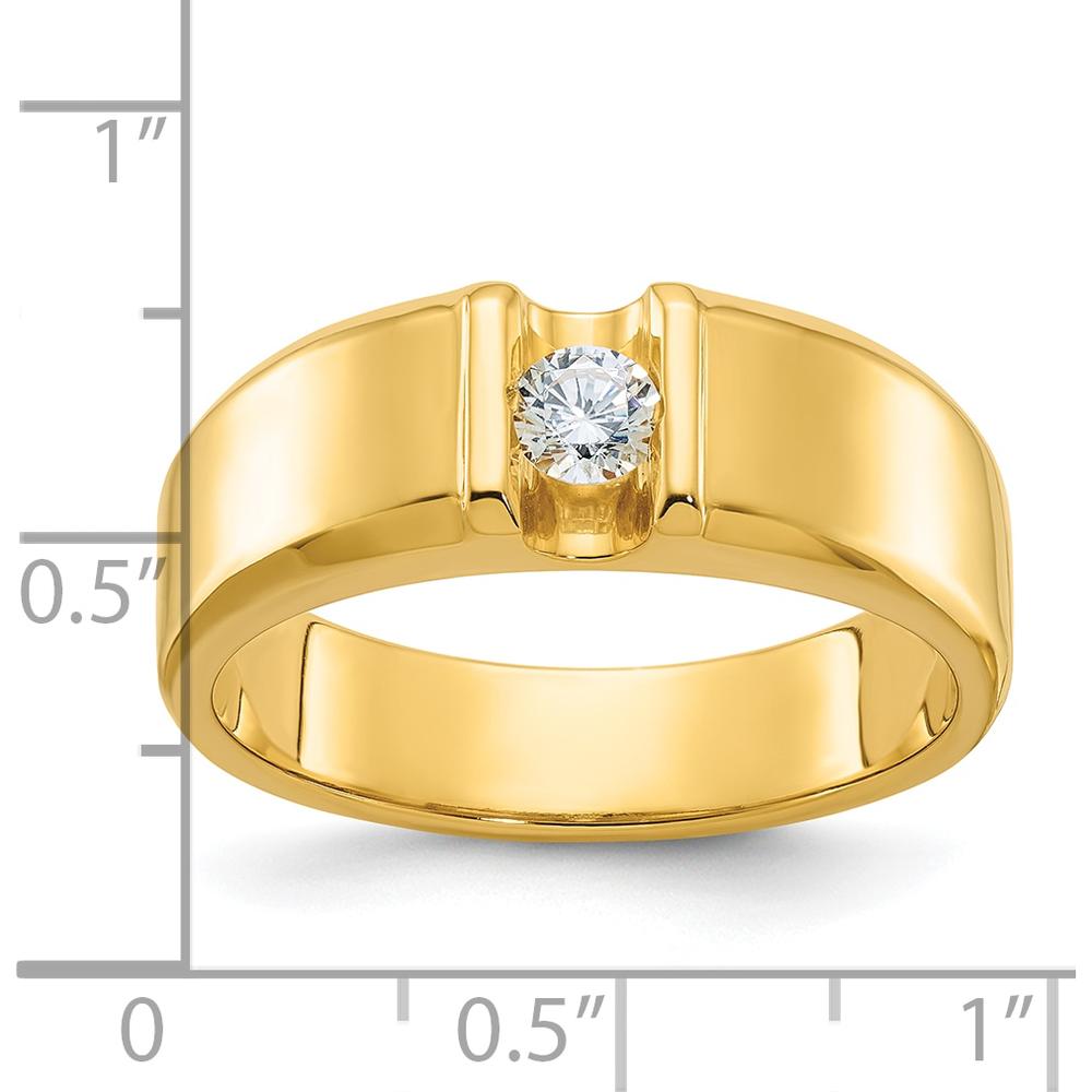 14K Yellow Gold Men's 1/4 Carat Round Diamond Bezel Ring by IBGoodman