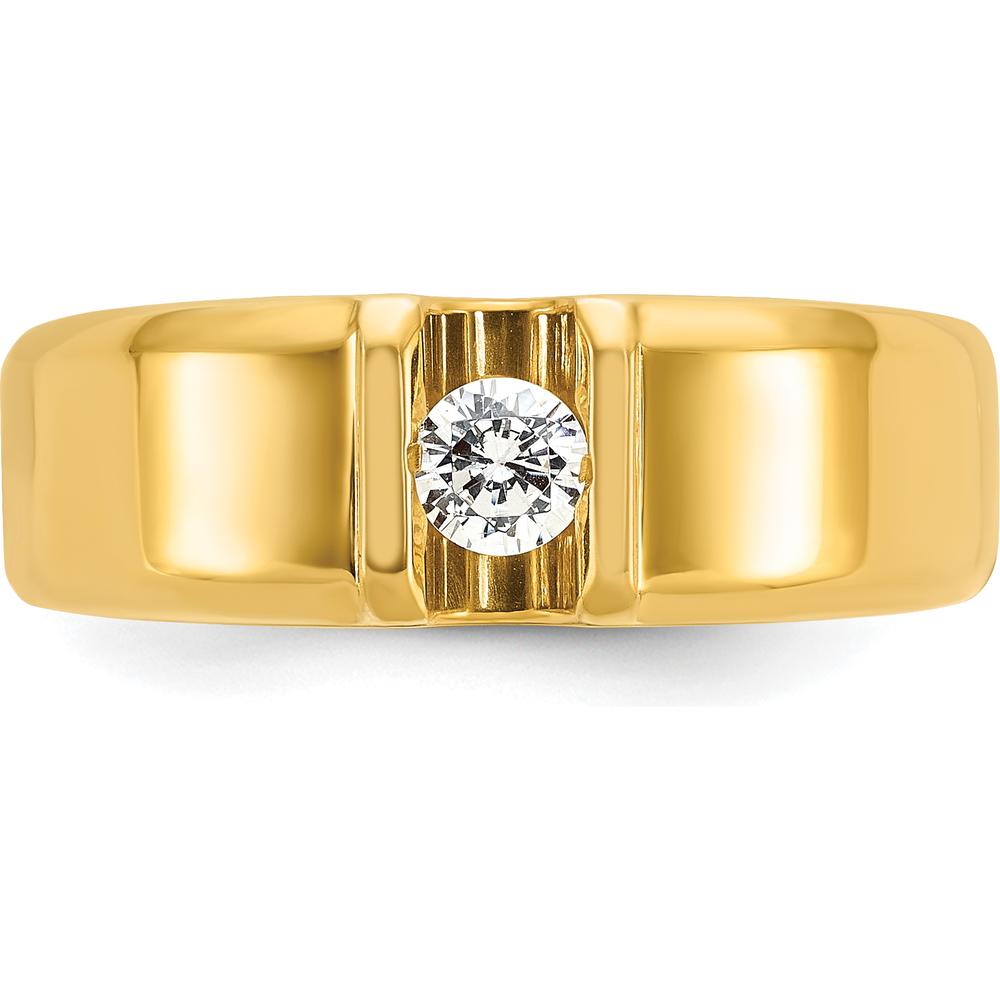 14K Yellow Gold Men's 1/4 Carat Round Diamond Bezel Ring by IBGoodman