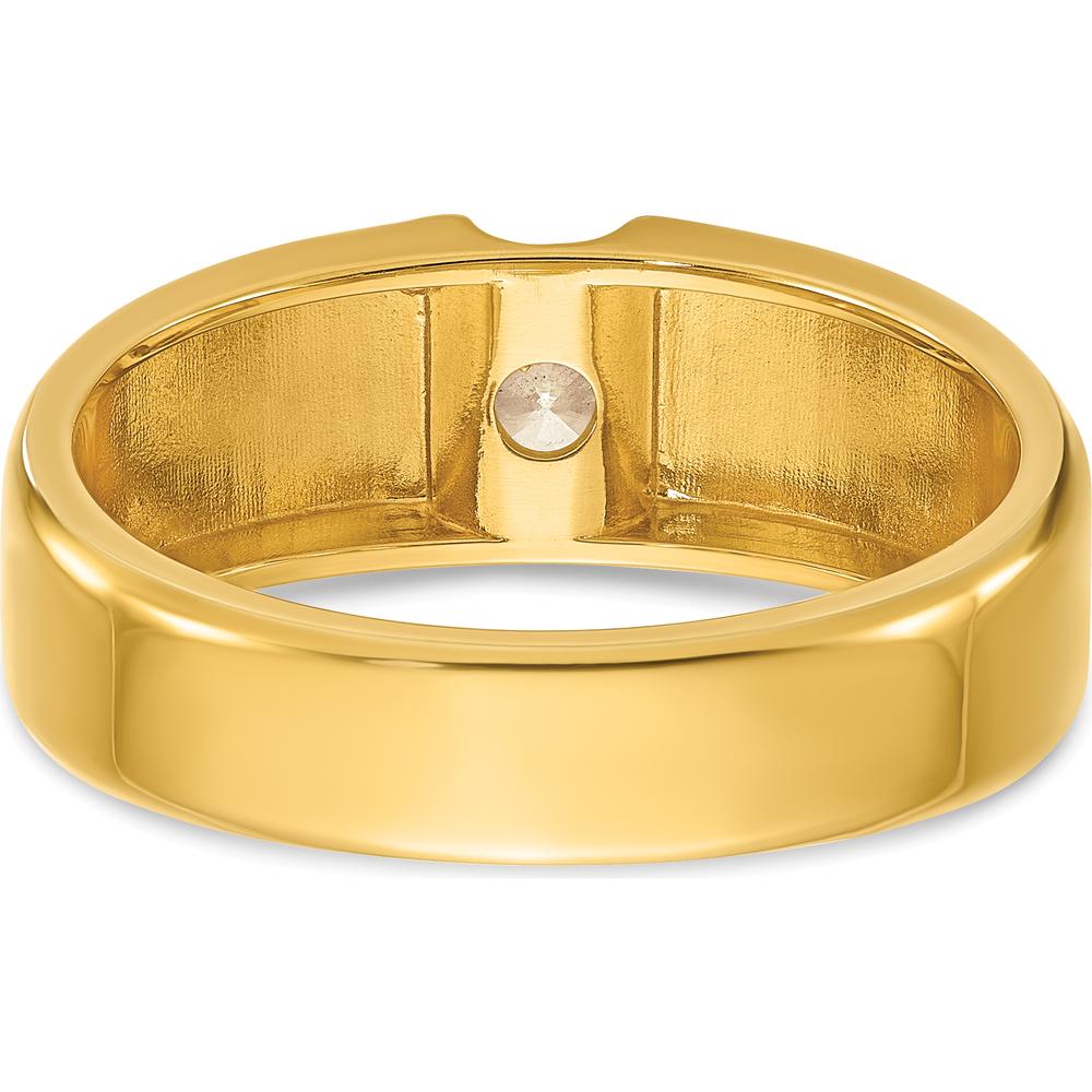 14K Yellow Gold Men's 1/4 Carat Round Diamond Bezel Ring by IBGoodman
