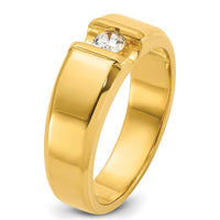 14K Yellow Gold Men's 1/4 Carat Round Diamond Bezel Ring by IBGoodman
