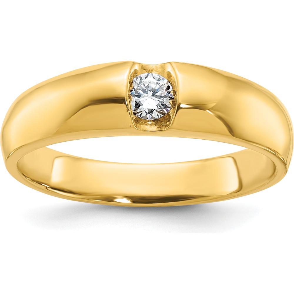 14K Yellow Gold Men's 1/5 Carat Round Diamond Band Ring - 0.2 Carats Total Diamond Weight by IBGoodman