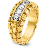 14K Yellow Gold Men's 1 Carat Diamond Nugget Ring - 5 Round Diamonds by IBGoodman