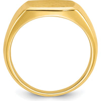 14K Yellow Gold Men's 14x14mm Cushion Signet Ring - Personalized Luxury Design by IBGoodman