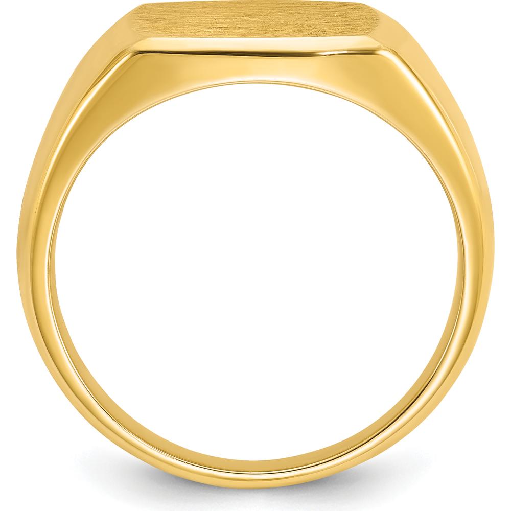 14K Yellow Gold Men's 14x14mm Cushion Signet Ring - Personalized Luxury Design by IBGoodman