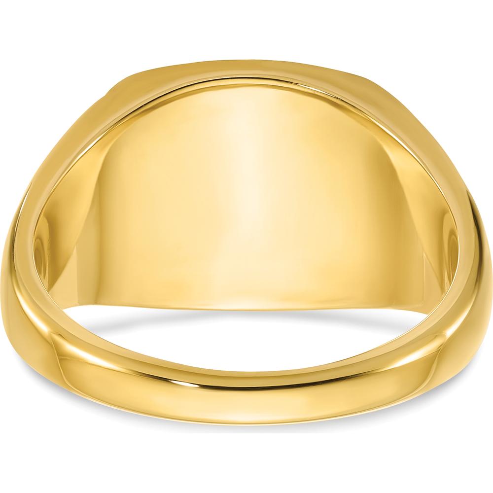 14K Yellow Gold Men's 14x14mm Cushion Signet Ring - Personalized Luxury Design by IBGoodman