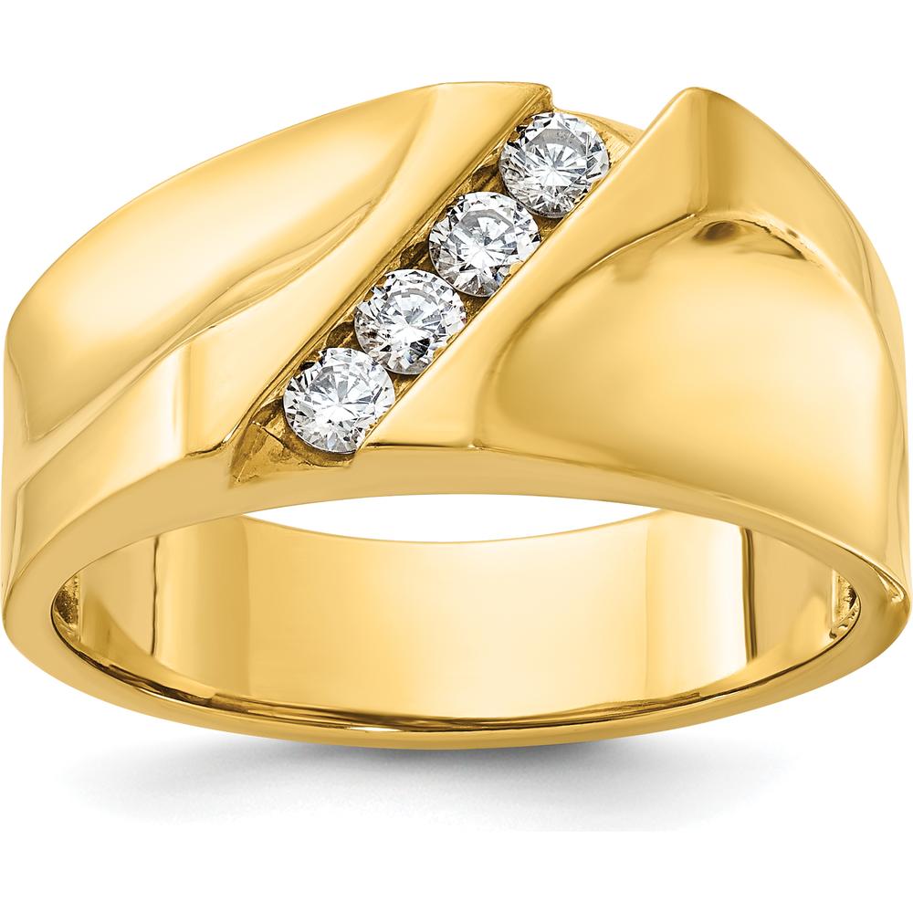 14K Yellow Gold Men's 4-Stone Diamond Ring - 1/3 Carats Total Diamond Weight by IBGoodman