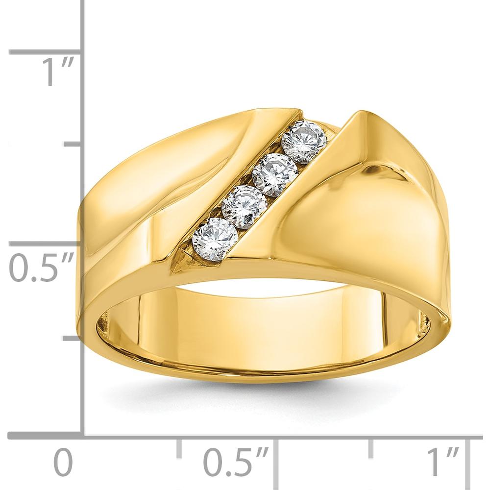 14K Yellow Gold Men's 4-Stone Diamond Ring - 1/3 Carats Total Diamond Weight by IBGoodman