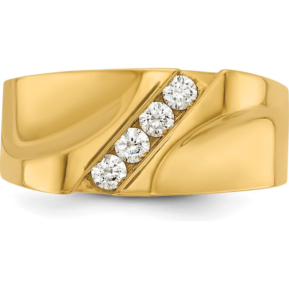 14K Yellow Gold Men's 4-Stone Diamond Ring - 1/3 Carats Total Diamond Weight by IBGoodman