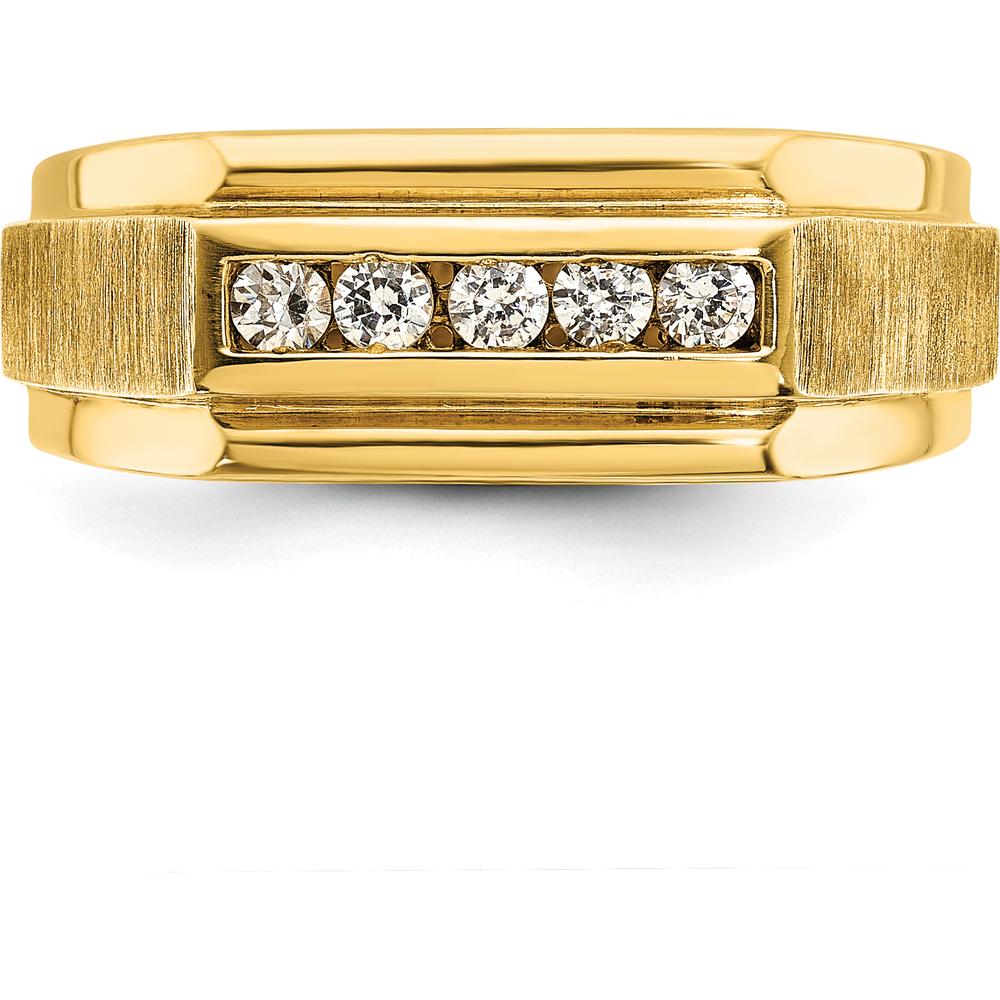 14K Yellow Gold Men's 5-Stone Band Ring with Round Diamonds - 1/4 Carat Total Diamond Weight by IBGoodman
