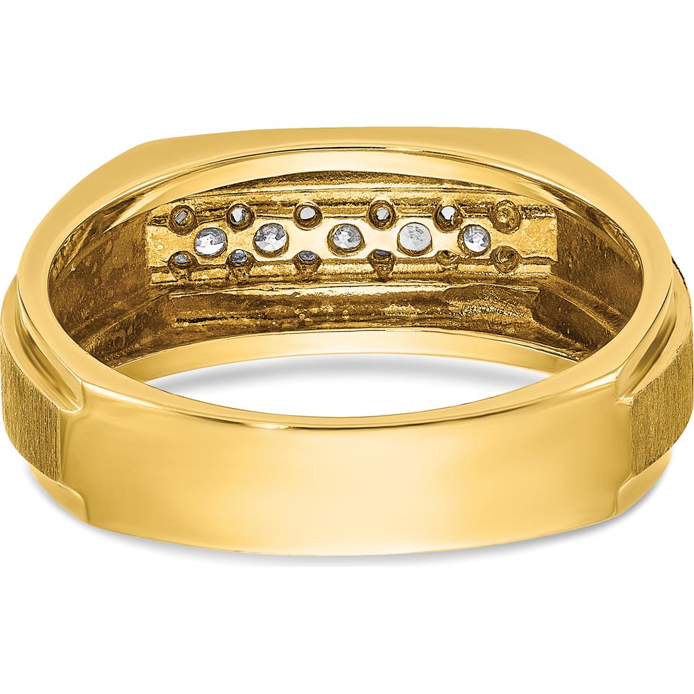 14K Yellow Gold Men's 5-Stone Band Ring with Round Diamonds - 1/4 Carat Total Diamond Weight by IBGoodman