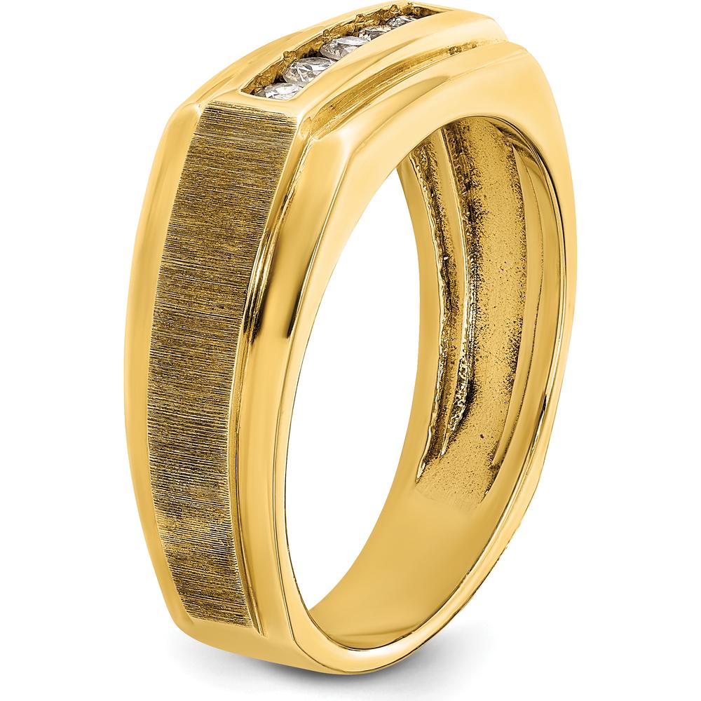 14K Yellow Gold Men's 5-Stone Band Ring with Round Diamonds - 1/4 Carat Total Diamond Weight by IBGoodman