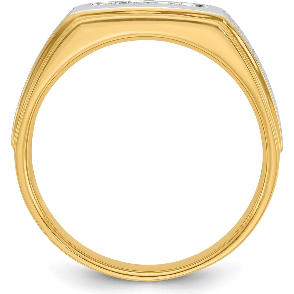 14K Yellow Gold Men's 5-Stone Diamond Band with Satin Finish and White Rhodium Detailing - 1/10 Carats Diamond Weight by IBGoodman