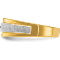 14K Yellow Gold Men's 5-Stone Diamond Band with Satin Finish and White Rhodium Detailing - 1/10 Carats Diamond Weight by IBGoodman