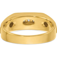 14K Yellow Gold Men's 5-Stone Diamond Band with Satin Finish and White Rhodium Detailing - 1/10 Carats Diamond Weight by IBGoodman