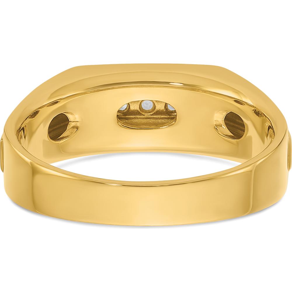 14K Yellow Gold Men's 5-Stone Diamond Band with Satin Finish and White Rhodium Detailing - 1/10 Carats Diamond Weight by IBGoodman
