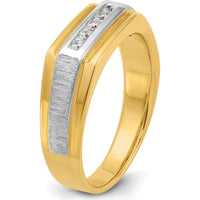 14K Yellow Gold Men's 5-Stone Diamond Band with Satin Finish and White Rhodium Detailing - 1/10 Carats Diamond Weight by IBGoodman