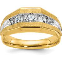 14K Yellow Gold Men's 5-Stone Diamond Ring with Polished and Satin Finish - 1/2 Carat Total Diamond Weight by IBGoodman