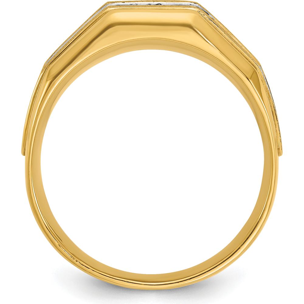 14K Yellow Gold Men's 5-Stone Diamond Ring with Polished and Satin Finish - 1/2 Carat Total Diamond Weight by IBGoodman
