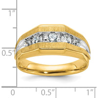 14K Yellow Gold Men's 5-Stone Diamond Ring with Polished and Satin Finish - 1/2 Carat Total Diamond Weight by IBGoodman