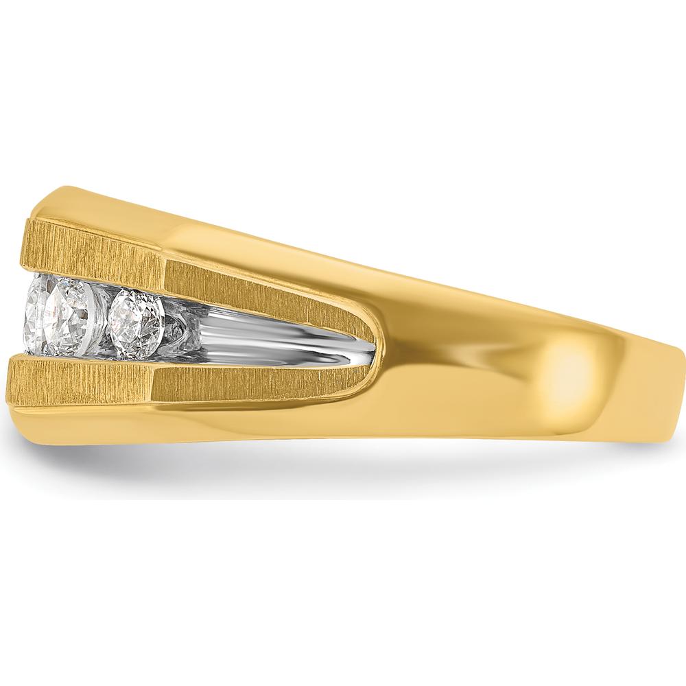 14K Yellow Gold Men's 5-Stone Diamond Ring with Polished and Satin Finish - 1/2 Carat Total Diamond Weight by IBGoodman