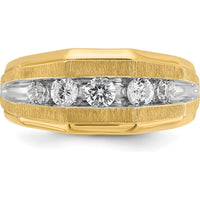 14K Yellow Gold Men's 5-Stone Diamond Ring with Polished and Satin Finish - 1/2 Carat Total Diamond Weight by IBGoodman