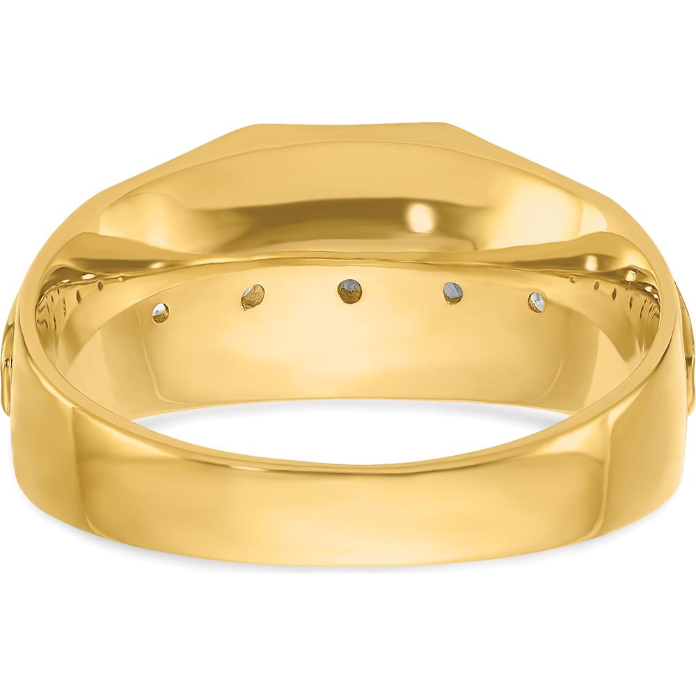 14K Yellow Gold Men's 5-Stone Diamond Ring with Polished and Satin Finish - 1/2 Carat Total Diamond Weight by IBGoodman