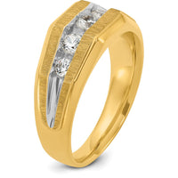 14K Yellow Gold Men's 5-Stone Diamond Ring with Polished and Satin Finish - 1/2 Carat Total Diamond Weight by IBGoodman