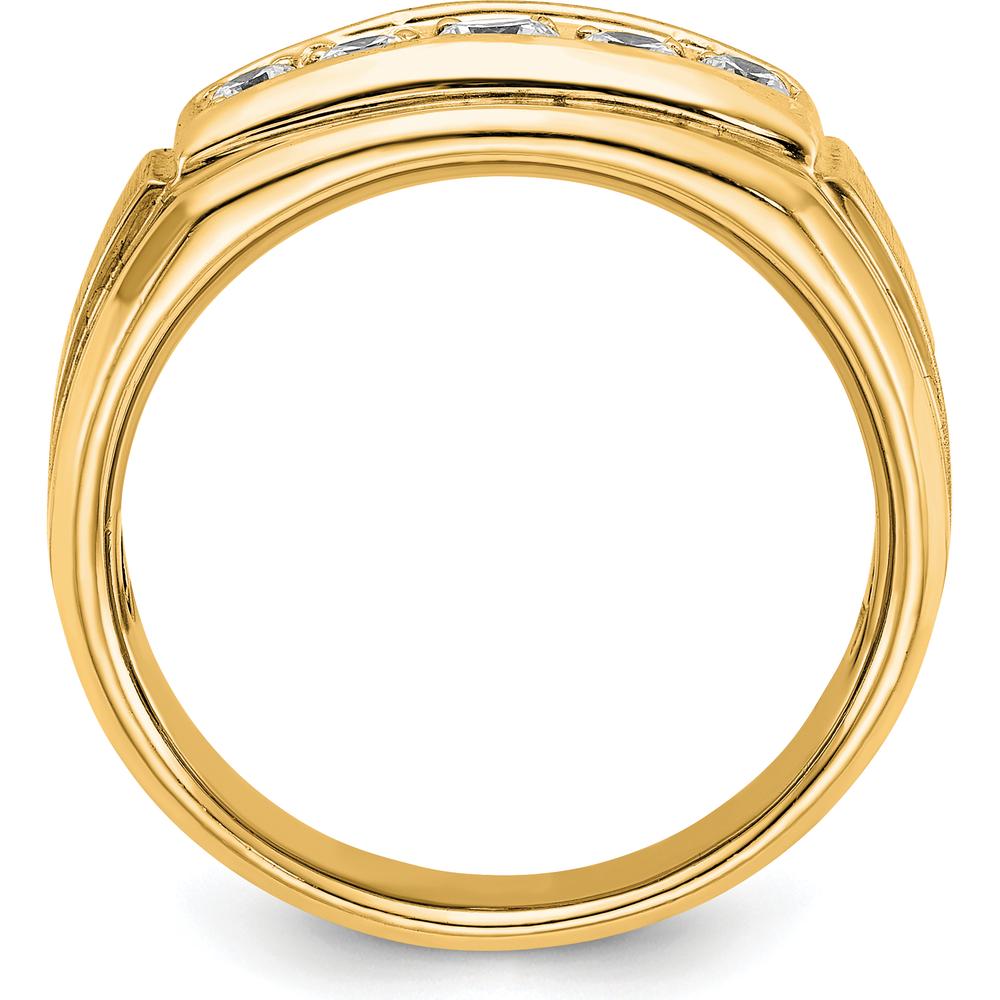 14K Yellow Gold Men's 5-Stone Diamond Ring with Polished and Satin Finish - 1/2 Carat Total Diamond Weight by Luciano & Cie