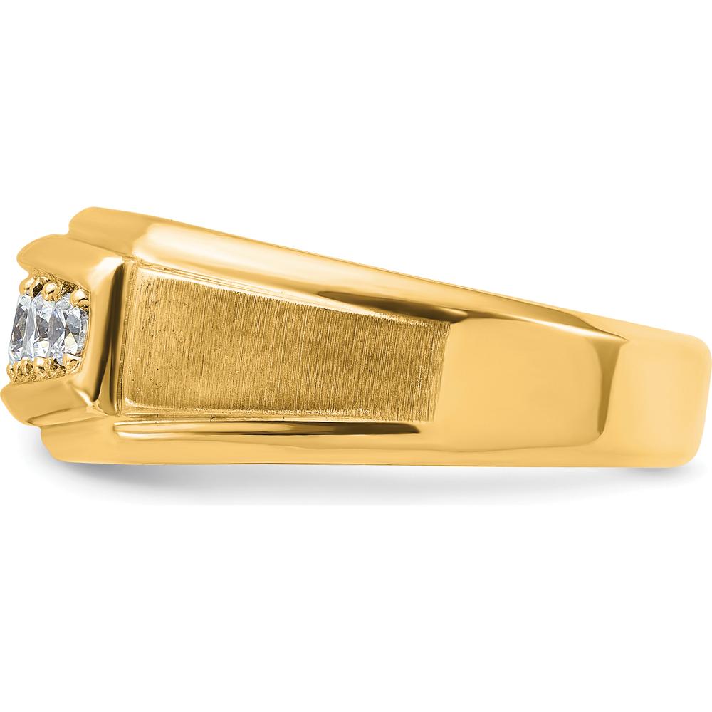 14K Yellow Gold Men's 5-Stone Diamond Ring with Polished and Satin Finish - 1/2 Carat Total Diamond Weight by Luciano & Cie
