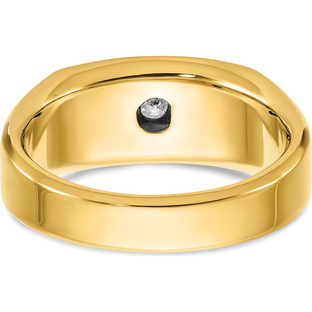 14K Yellow Gold Men's 5-Stone Diamond Ring with Polished and Satin Finish - 1/2 Carat Total Diamond Weight by Luciano & Cie