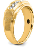 14K Yellow Gold Men's 5-Stone Diamond Ring with Polished and Satin Finish - 1/2 Carat Total Diamond Weight by Luciano & Cie