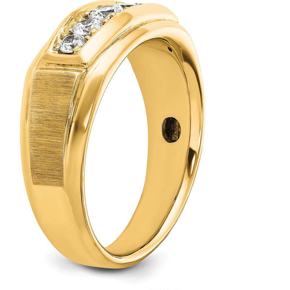 14K Yellow Gold Men's 5-Stone Diamond Ring with Polished and Satin Finish - 1/2 Carat Total Diamond Weight by Luciano & Cie