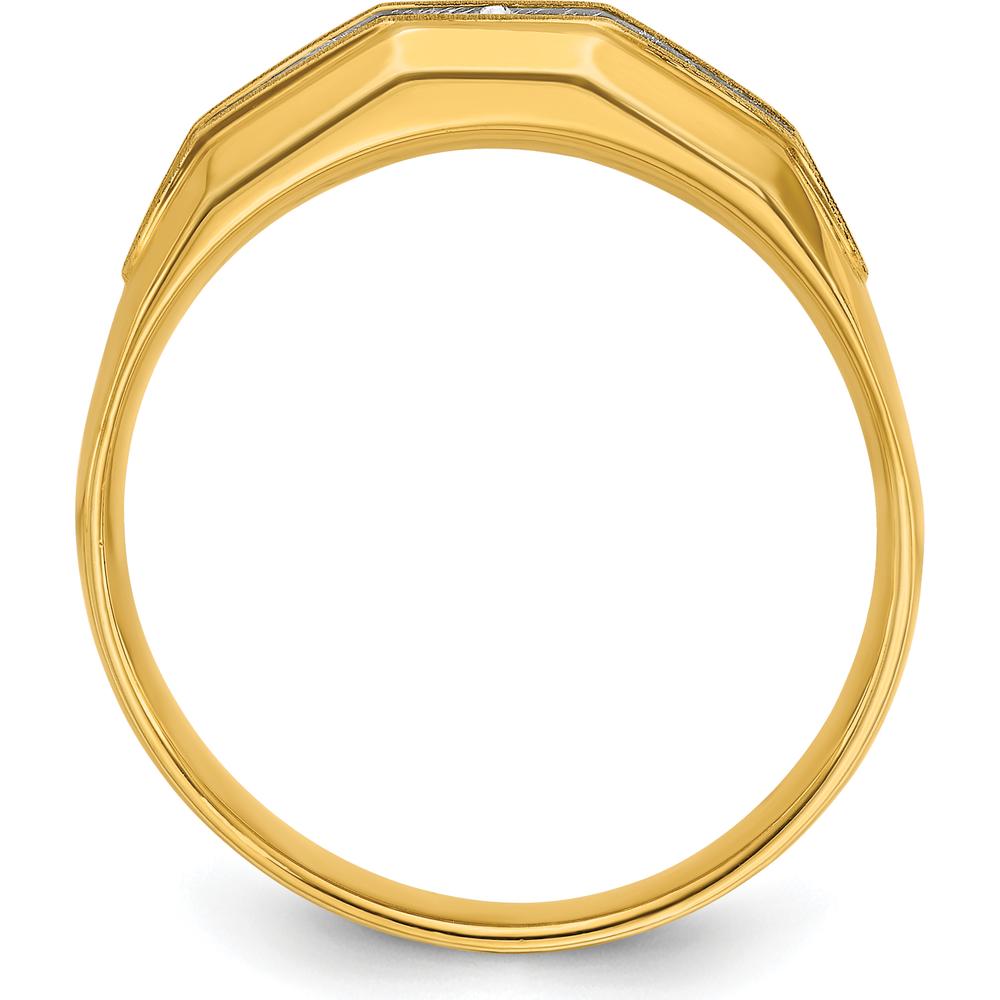 14K Yellow Gold Men's 5-Stone Diamond Ring with Polished and Satin Finish - 1/4 Carat Total Diamond Weight by IBGoodman