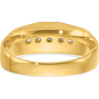 14K Yellow Gold Men's 5-Stone Diamond Ring with Polished and Satin Finish - 1/4 Carat Total Diamond Weight by IBGoodman