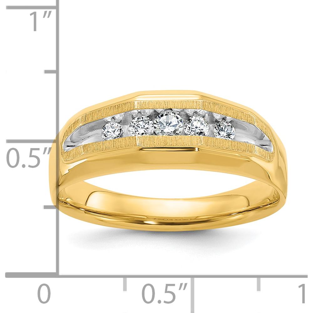 14K Yellow Gold Men's 5-Stone Ring with Round Diamonds - 1.00 Carats Total Diamond Weight by IBGoodman