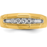 14K Yellow Gold Men's 5-Stone Ring with Round Diamonds - 1.00 Carats Total Diamond Weight by IBGoodman