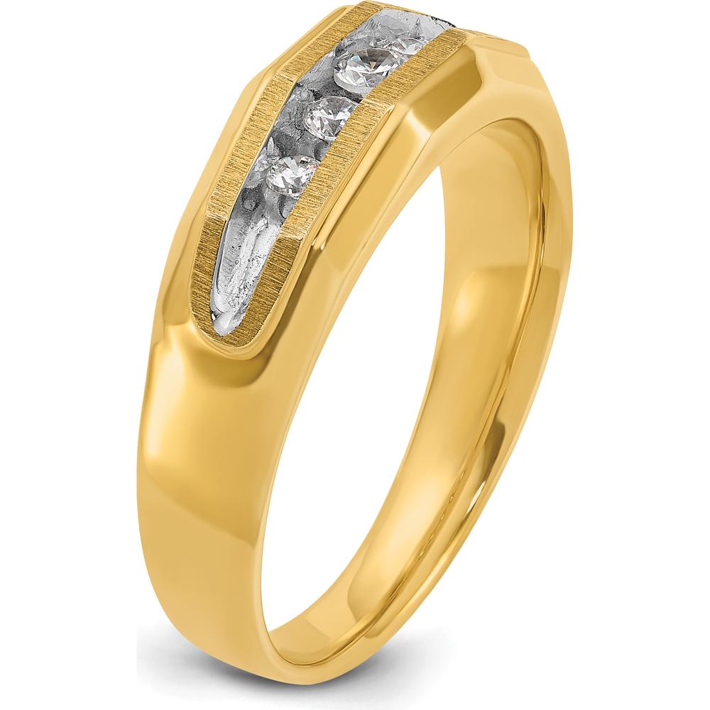 14K Yellow Gold Men's 5-Stone Ring with Round Diamonds - 1.00 Carats Total Diamond Weight by IBGoodman