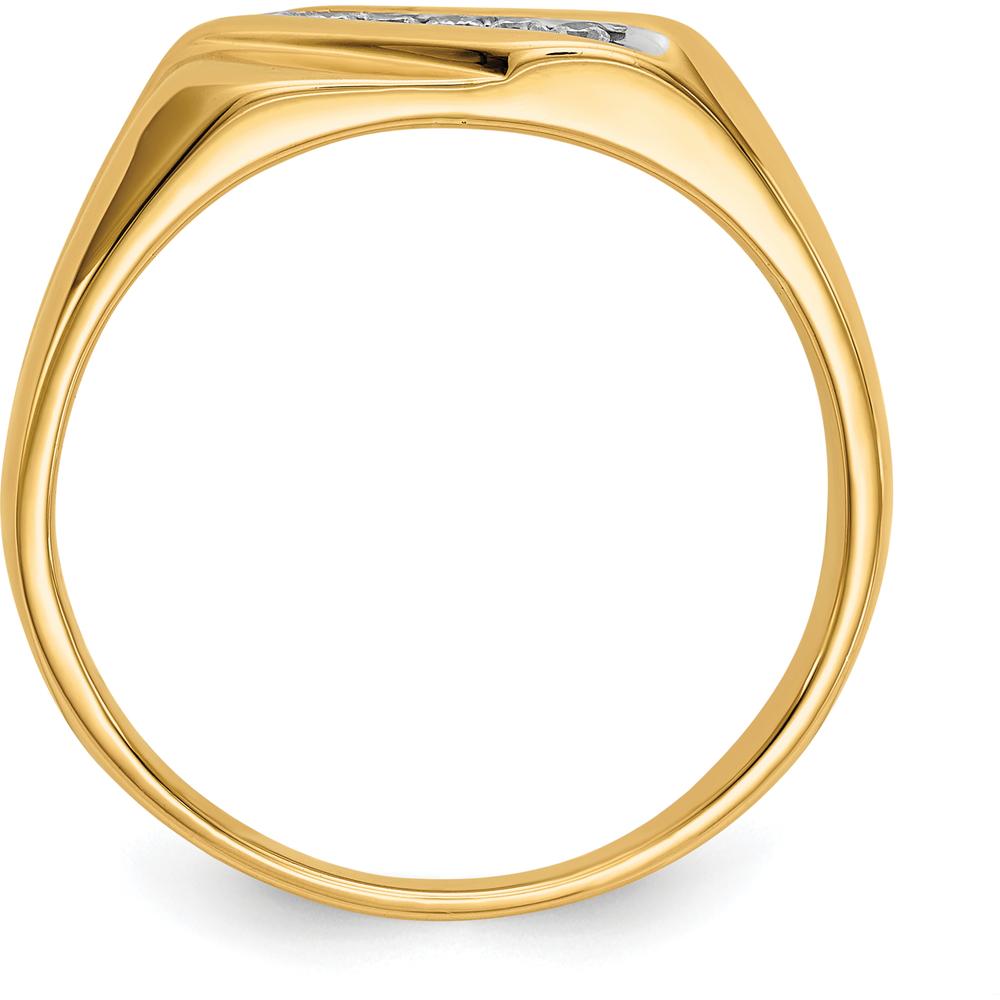 14K Yellow Gold Men's Band Ring with 6 Round Cut Diamonds - 0.0216 Carat Total Diamond Weight by 0