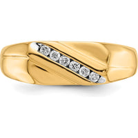 14K Yellow Gold Men's Band Ring with 6 Round Cut Diamonds - 0.0216 Carat Total Diamond Weight by 0