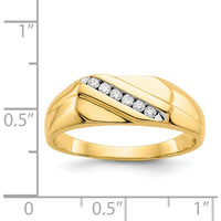 14K Yellow Gold Men's Band Ring with 6 Round Cut Diamonds - 0.0216 Carat Total Diamond Weight by 0