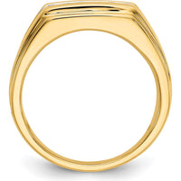 14K Yellow Gold Men's Band Ring with 6 Round Diamonds - 0.041 Carat Total Diamond Weight by 0