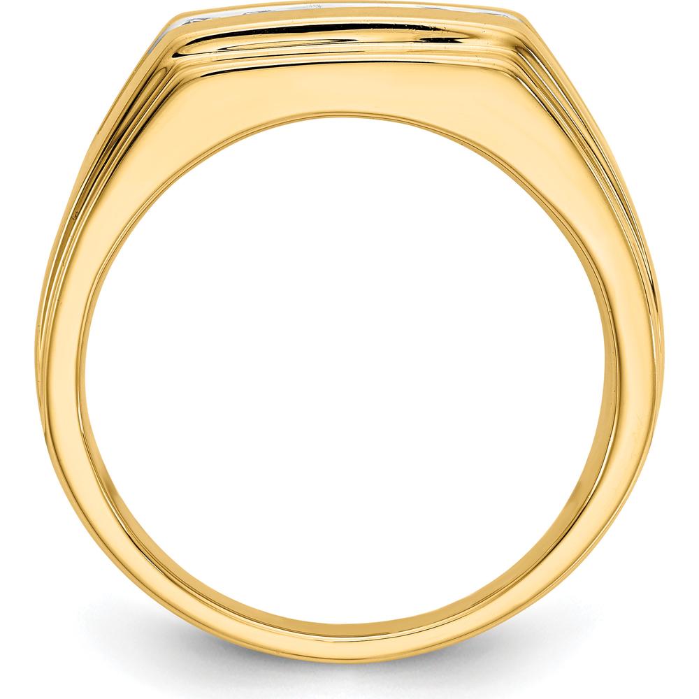 14K Yellow Gold Men's Band Ring with 6 Round Diamonds - 0.041 Carat Total Diamond Weight by 0