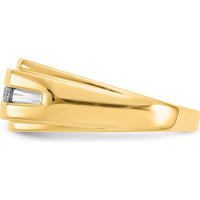 14K Yellow Gold Men's Band Ring with 6 Round Diamonds - 0.041 Carat Total Diamond Weight by 0
