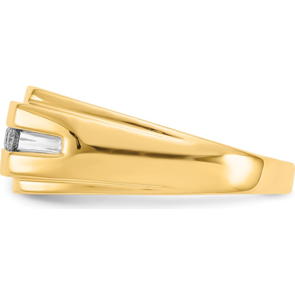 14K Yellow Gold Men's Band Ring with 6 Round Diamonds - 0.041 Carat Total Diamond Weight by 0