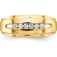 14K Yellow Gold Men's Band Ring with 6 Round Diamonds - 0.041 Carat Total Diamond Weight by 0