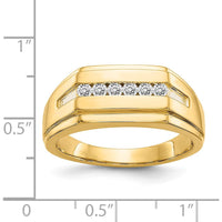 14K Yellow Gold Men's Band Ring with 6 Round Diamonds - 0.041 Carat Total Diamond Weight by 0