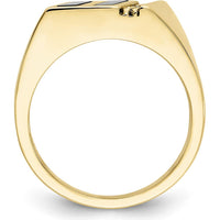 14K Yellow Gold Men's Band Ring with Round and Baguette Stone Settings - Polished Finish by 0