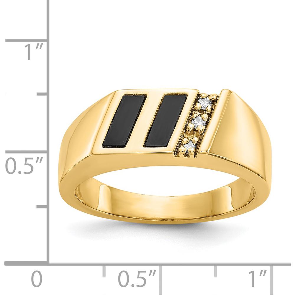 14K Yellow Gold Men's Band Ring with Round and Baguette Stone Settings - Polished Finish by 0